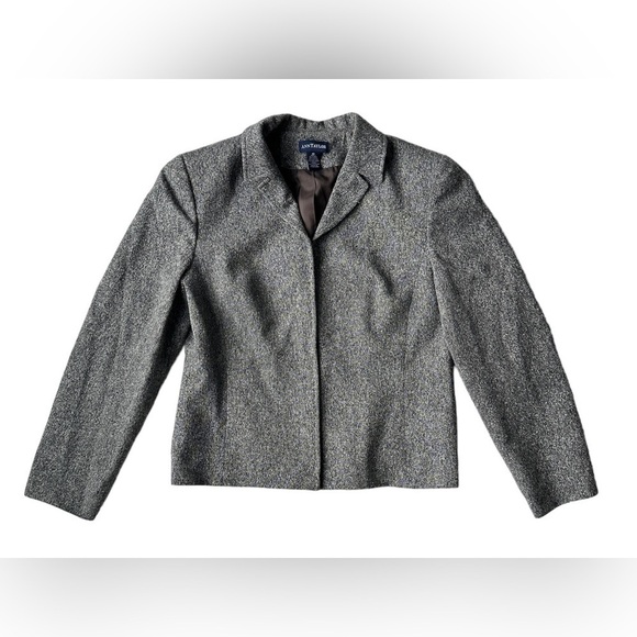 Ann Taylor Gray Silk Wool Blend Marled Elegant Zip Front Jacket Coat Women’s 10 - Picture 1 of 8